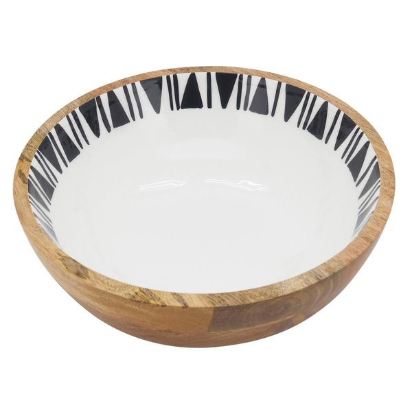 Saro Lifestyle SARO  Arrow Trim Design Enamel Wood Serving Bowl SE241.BK10R